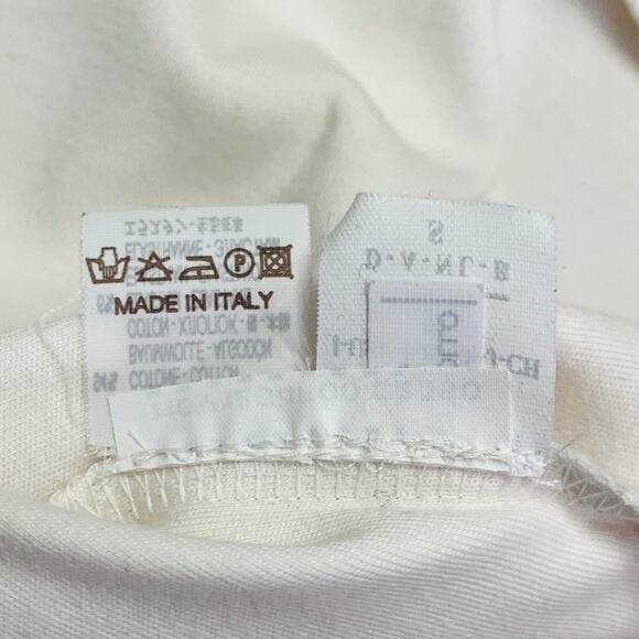 BRUNELLO CUCINELLI Size M Cream Cotton Blend Short Sleeve Peplum Casual Top - Picture 10 of 10